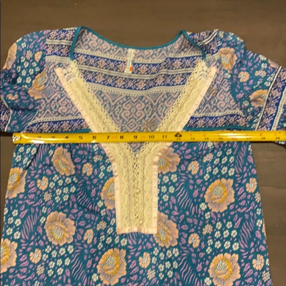 Free People Floral Tunic with Pearl Buttons - Picture 7 of 10